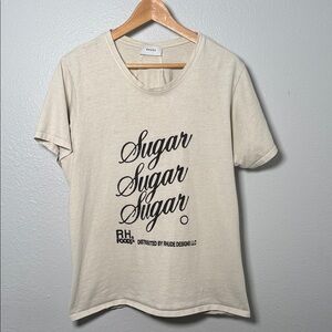 RHUDE Heavyweight Graphic Tee, Beige with Black Print